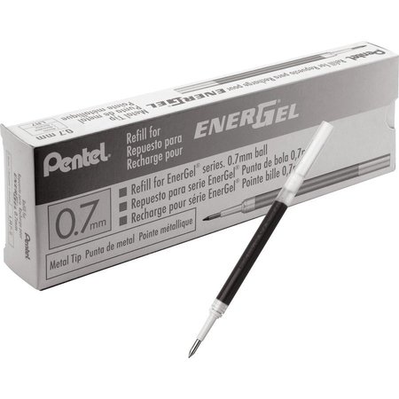 PENTEL Gel Pen Refills, f/EnerGel, 0.7mm, Fine, 12/BX, Black Ink PK PENLR7ABX